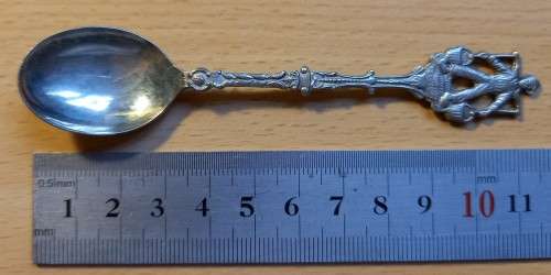 Lot of 4 vintage demitasse figural spoons, made in England, stamped SN