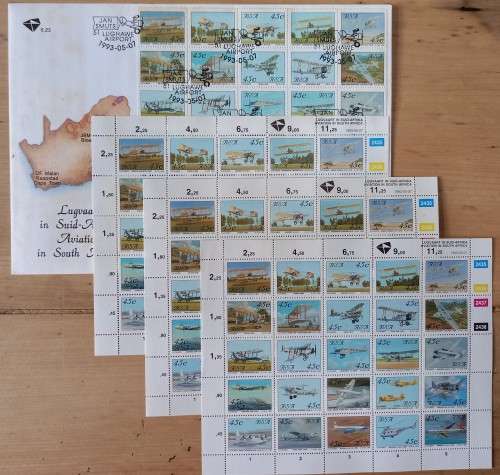 1993 RSA Aviation FDC + 3 sheets of 25 - see detail