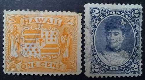 Hawaii 2c 1891 & 1c 1894 used