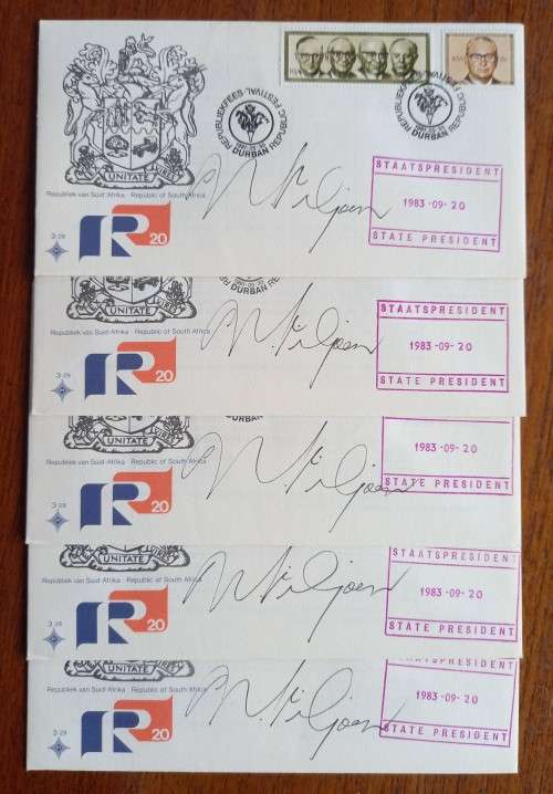1983 South African State President Marais Viljoen FDC - signed by Viljoen