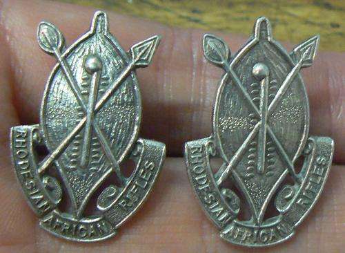 Rhodesian African Rifles officers' silver collar badges