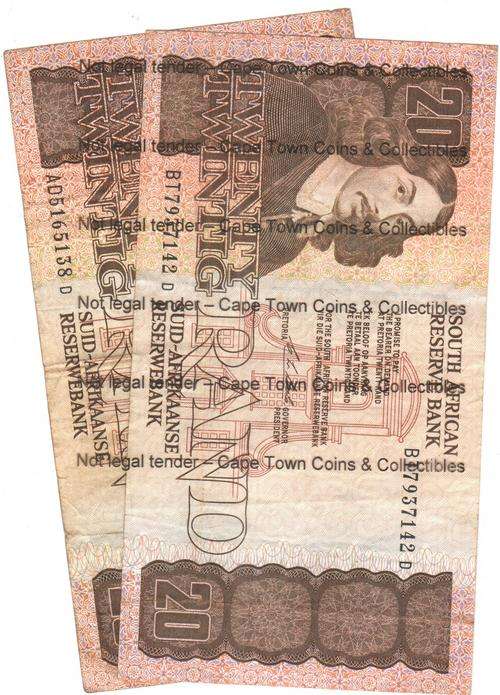 South Africa R20 2 Stals notes - one bid for both