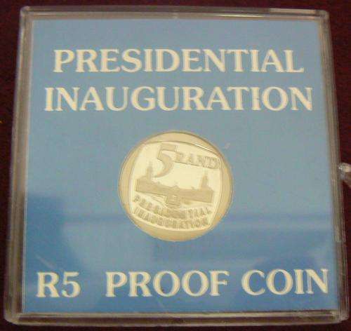 Inauguration R5 1994 proof coin encased