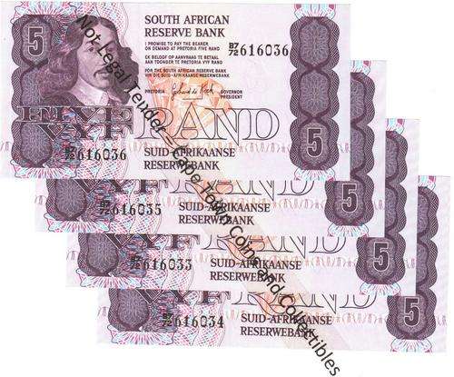 SA R5 G De Kock x4 - UNC in sequence - one bid for all