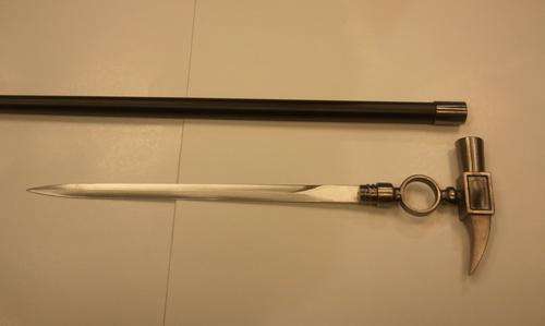 Sword Cane Walking Stick with Concealed Sword "hammer"