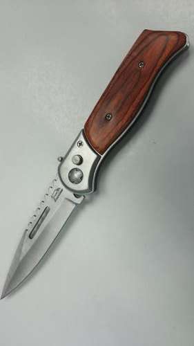 Large Wooden Stainless Steel Flick Knife push button