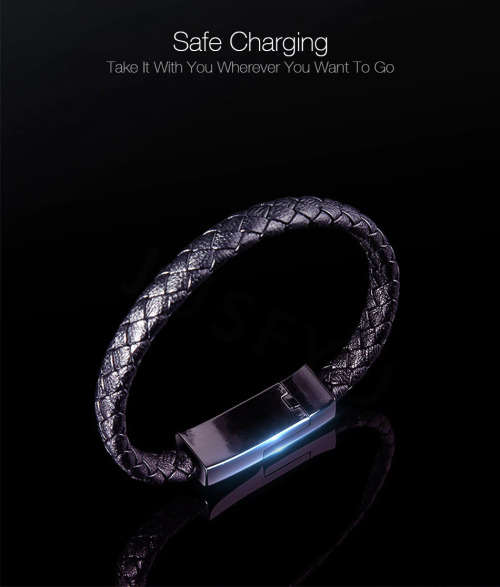 USB Charger - USB Bracelet Charger Real Leather - Data Charging Cable