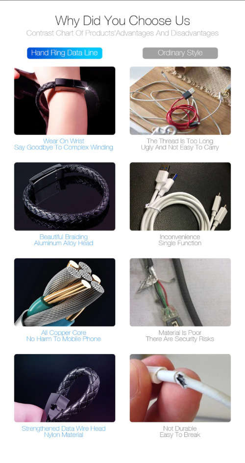 USB Charger - USB Bracelet Charger Real Leather - Data Charging Cable