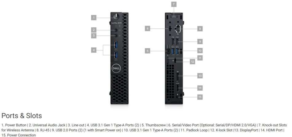Dell OptiPlex 3070 Mictro Tower - Intel 9th gen - 8GB - 256GB SSD M.2