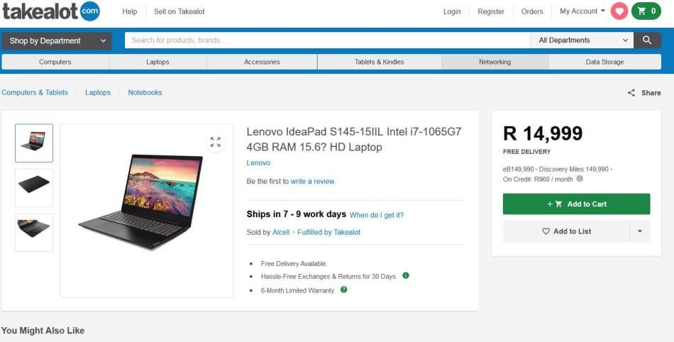 Lenovo ideapad - Intel i7 10th Gen - 12GB - 256GB SSD + 1TB HDD - 15.6" HD Display