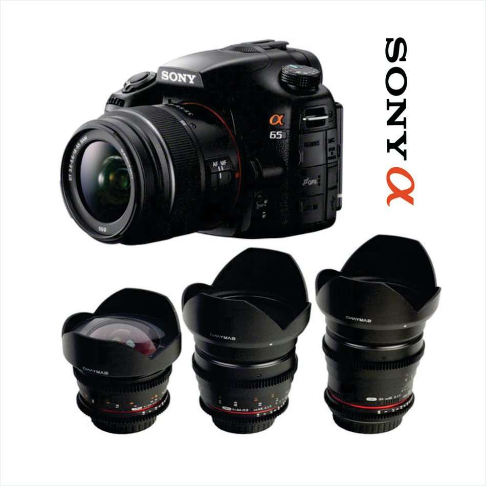 Sony Alpha 65 24mp Camera with 3 Lenses and Camera Bag - Shutter Count: 7700
