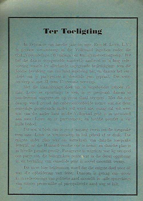Die Ander Kant.  Toesprake in die Volksraad. Skaars!