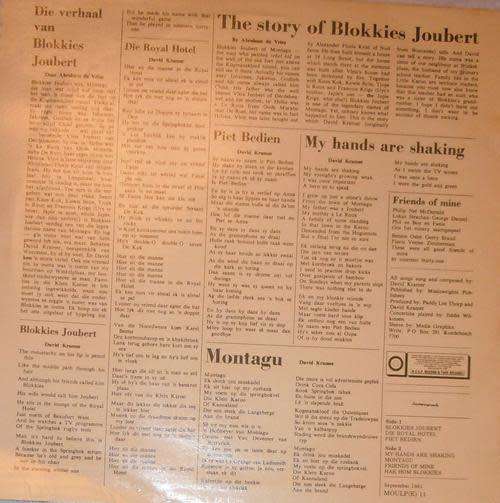 Die verhaal van Blokkies Joubert - David Kramer (Plaat).