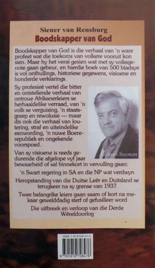 Siener van Rensburg - Boodskapper van God. - Adriaan Snyman. GETEKEN.