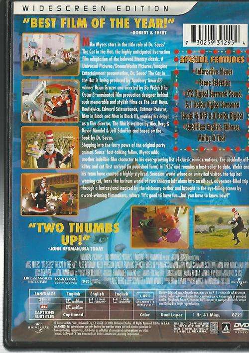 The Cat In The Hat (DVD). Dr.Seuss.