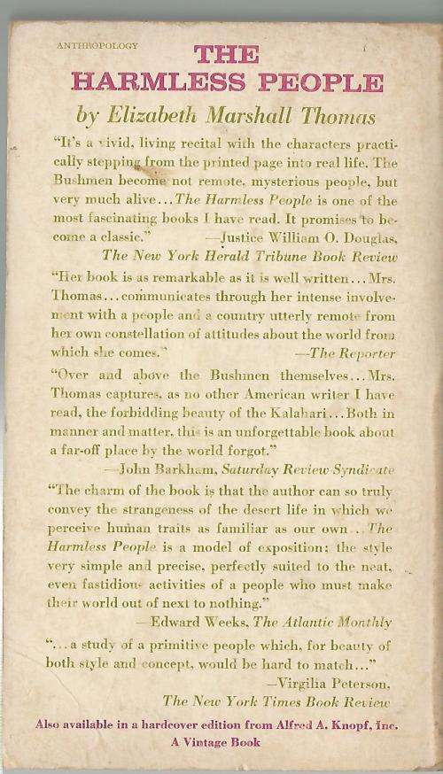 The Harmless People - Elizabeth Marshall Thomas. (Bushmen). 1959.