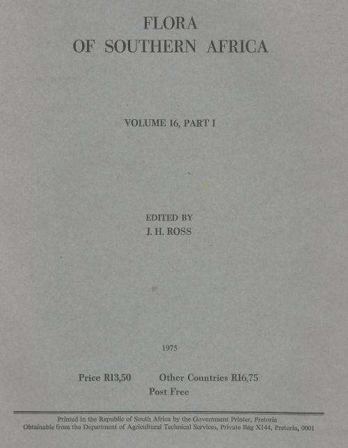 Flora of Southern Africa. Vol 16, part 1.  Ed: JH Ross. RARE. Excellent condition.