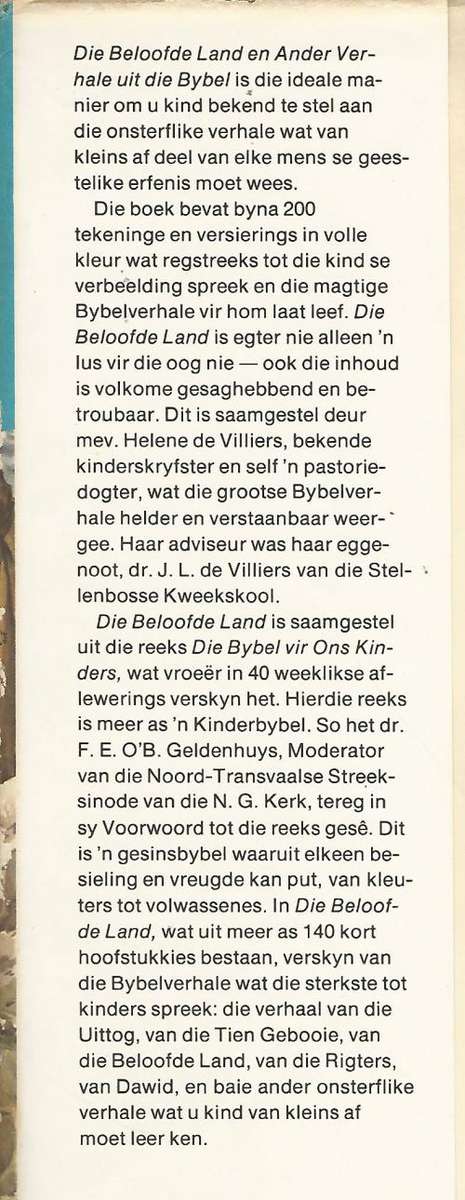 Die Beloofde Land. Helene de Villiers.