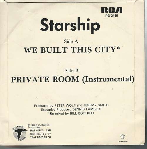 Starship. We build this City.  7` Single. With picture sleeve.