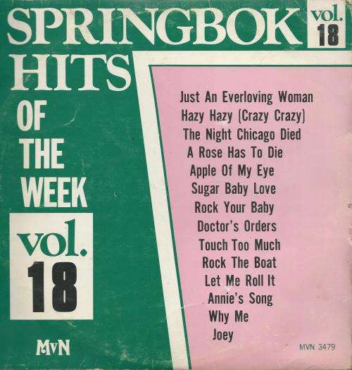 Springbok Hits of The Week Vol.18. Vinyl LP. 1974.