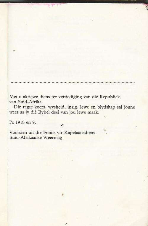 DIE NUWE TESTAMENT EN PSALMS : KAPELAANSDIENSTE, S.A. WEERMAG