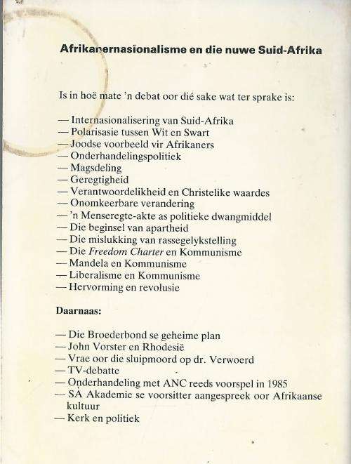 Afrikanernasionalisme en die Nuwe Suid-Afrika. Jaap Marais.