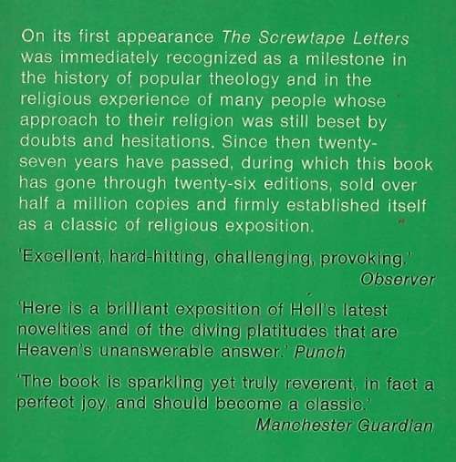 The Screwtape Letters - CS Lewis. Condition: As new.