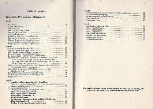 Mazda Capella Rotary. 1971-1973. Owners handbook.