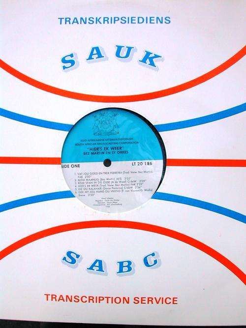 Opname van die SAUK Transkripsiediens -Bez Martin en sy orkes (Vinyl LP)