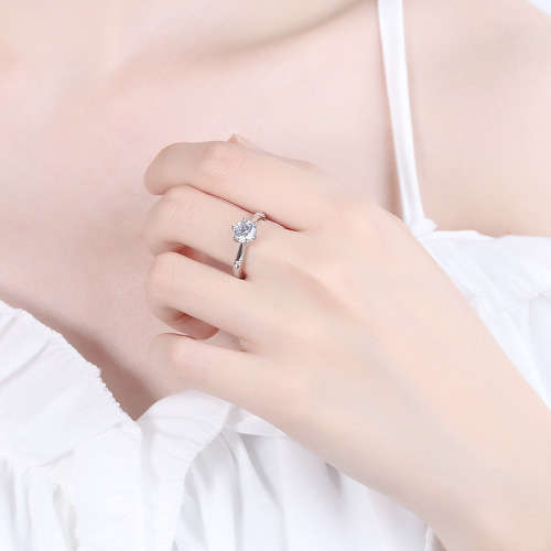 Gorgeous 3.0ct 9.0mm Moissanite Engagement Ring | Rhodium Over 925 Sterling Silver