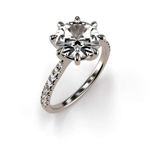 Unique 8 Claw Moissanite Ring | 2ct 8mm Moissanite Center Stone | Rhodium Over 925 Sterling Silver