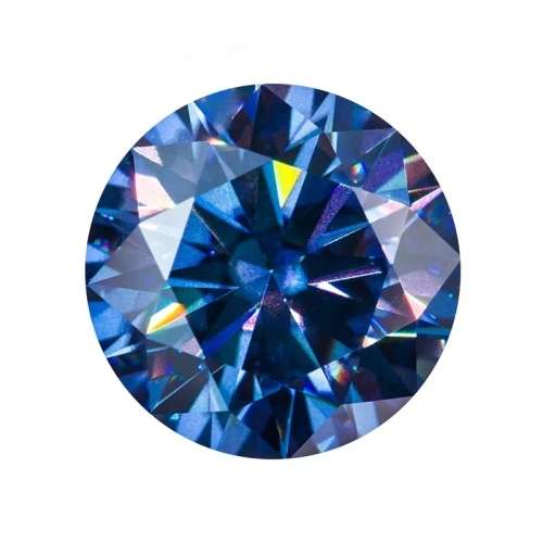 6.5mm VVS Round Brilliant Cut Royal Blue Moissanite | Lab Certified | Stunning Fire