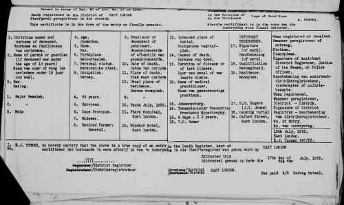 QSA to Pte. Major Beamish, Burghersdorp Town Guard