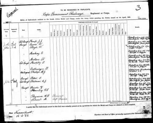 **QSA to M Schuur, Cape Government Railways**