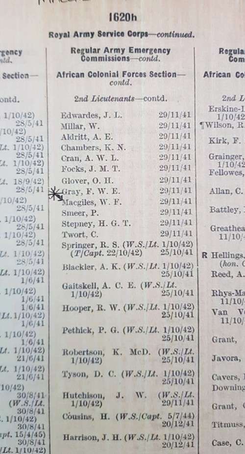 WWII group to Capt. W.F. MacGiles, Royal West African Regiment/Southern Rhodesia Regiment