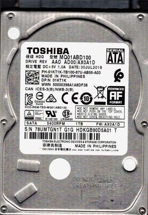 Toshiba 5400rpm - 2.5" laptop HDD - 1000 GB  ***LIKE NEW***