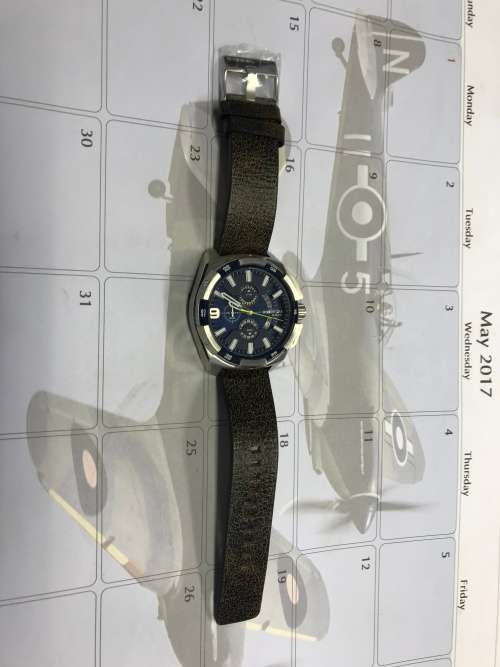 Diesel Men's Chronograph Heavyweight Dark Brown Leather Strap Watch 50mm