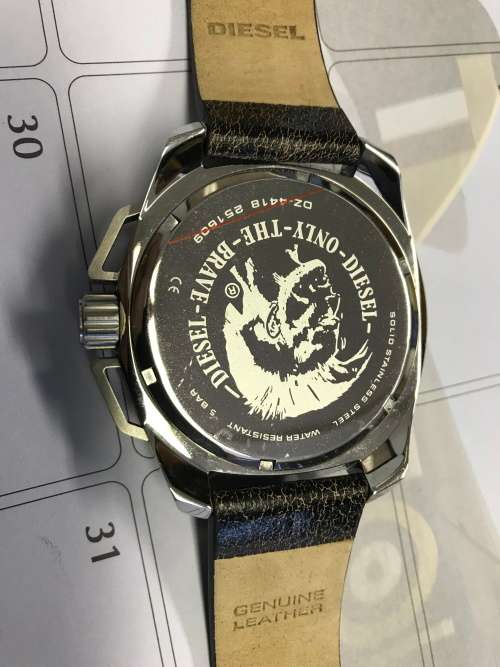 Diesel Men's Chronograph Heavyweight Dark Brown Leather Strap Watch 50mm