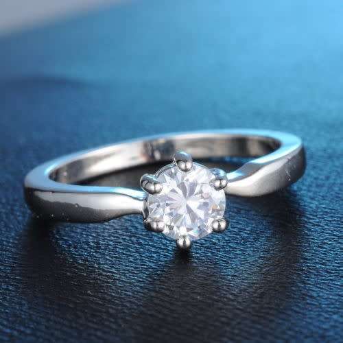 Jewelery White Sapphire 18K White Gold Filled Ring  Size 7 US