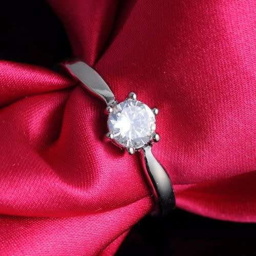 Jewelery White Sapphire 18K White Gold Filled Ring  Size 7 US