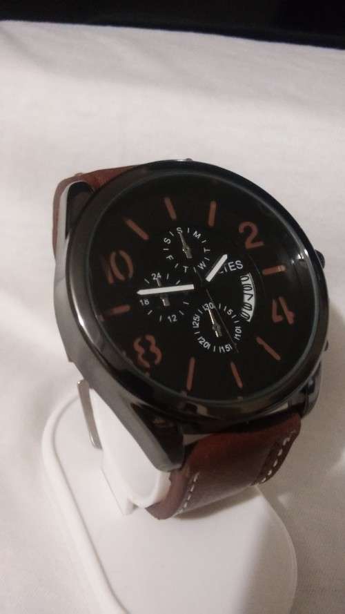 Men's Leather  Military Fashion Sport   Wrist Watch