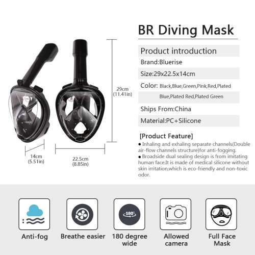 BLUERISE Water Sport Anti-fog swimming full face mask