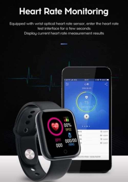 Y68 Smart Watch Waterproof Heart Rate Tracker Fitness