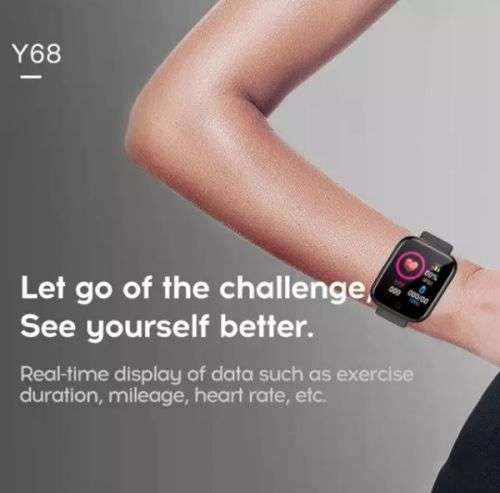 Y68 Smart Watch Waterproof Heart Rate Tracker Fitness
