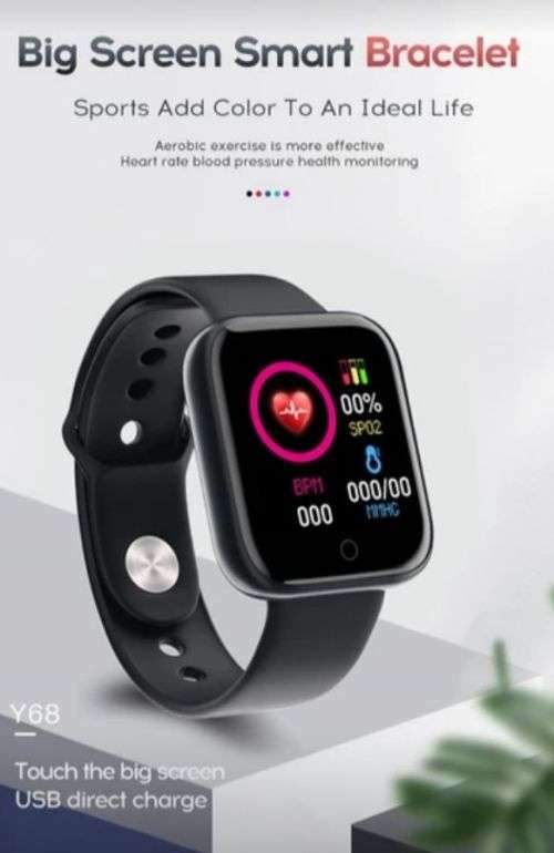 Y68 Smart Watch Waterproof Heart Rate Tracker Fitness