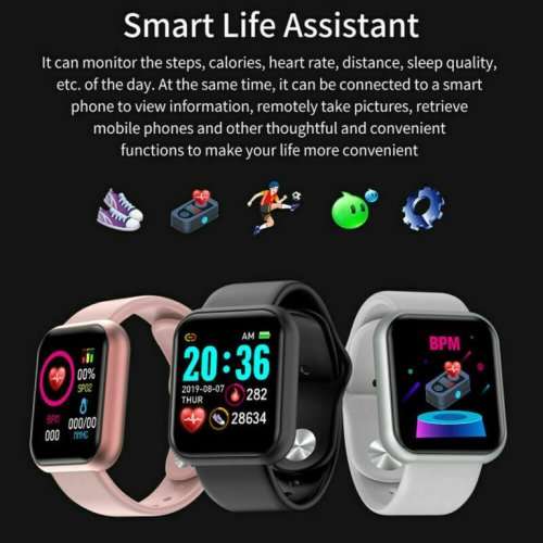 Y68 1.3 in Smart Watch Waterproof Bluetooth Sport SmartWatch Support for iOS Android Device