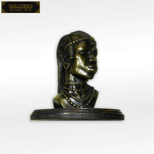 Bronze Resin Maasai Warrior Bust