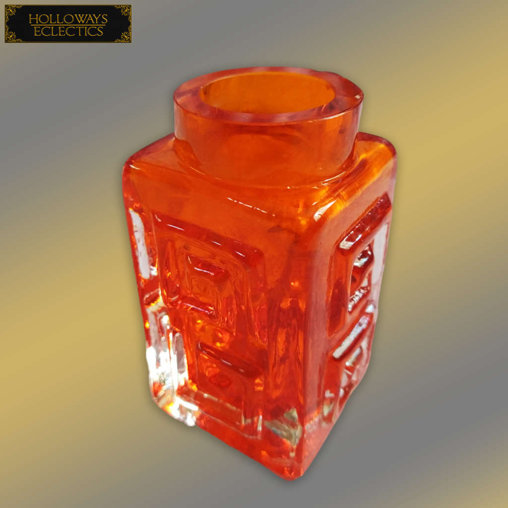 Whitefriars Tangerine Greek Key Vase