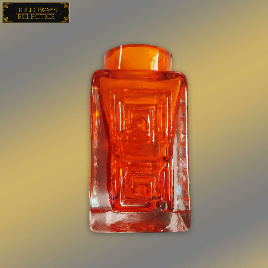 Whitefriars Tangerine Greek Key Vase