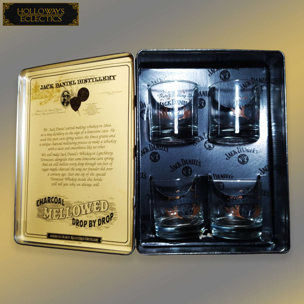 Jack Dainels Collectable Tin With Glasses